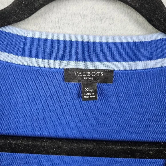 TALBOTS Women's Girlfriend Enamel Blue Button Up V-neck Cardigan Size XLP - Picture 5 of 8